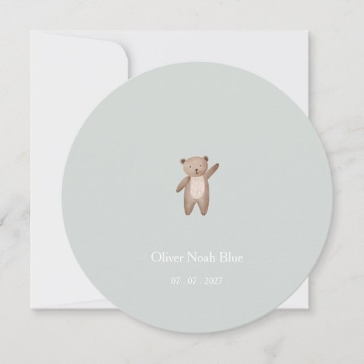 Cute Little Bear Baby Birth Announcement Card. 招待状 (正面)