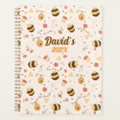 Cute little bees and daisy flowers pattern planner プランナー手帳 (正面)