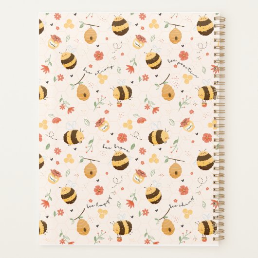 Cute little bees and daisy flowers pattern planner プランナー手帳 (裏面)