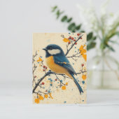 Cute Little Bird on a Branch ポストカード (スタンド正面)