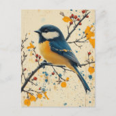 Cute Little Bird on a Branch ポストカード (正面)