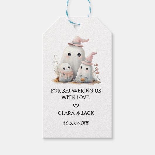 cute little boo girl First Halloween Baby shower ギフトタグ (正面)