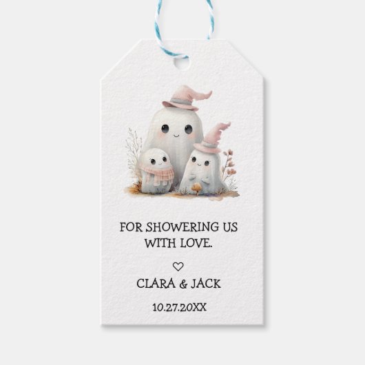 cute little boo girl First Halloween Baby shower ギフトタグ (正面)