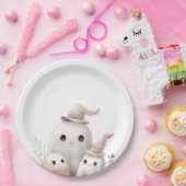 cute little boo girl First Halloween Baby shower ペーパープレート (パーティー)