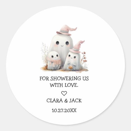 cute little boo girl First Halloween Baby shower ラウンドシール (正面)