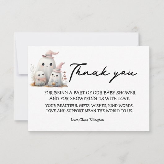 cute little boo girl First Halloween Baby shower 出欠カード (正面)