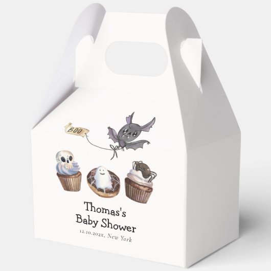 Cute Little Boo Halloween cupcake Baby Shower フェイバーボックス (正面)