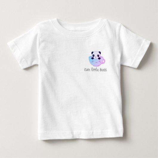Cute Little Boss – Kawaii Panda in a Cup Sticker  ベビーTシャツ (正面)
