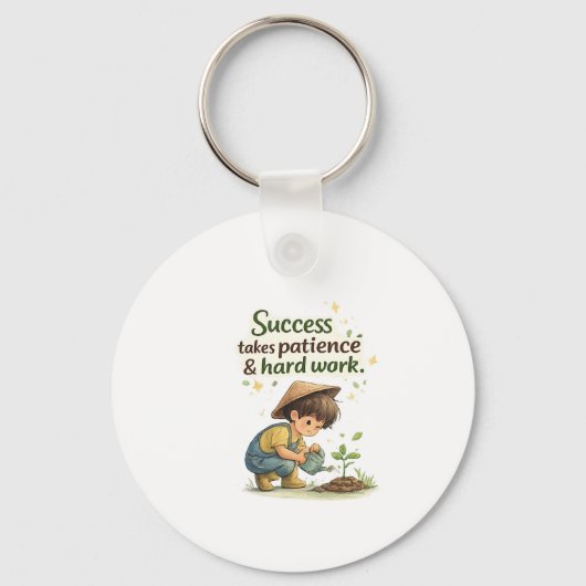 Cute Little Boy Success & Hard Work Keychain2 キーホルダー (正面)