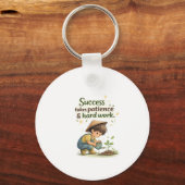 Cute Little Boy Success & Hard Work Keychain2 キーホルダー (正面)