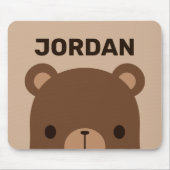 Cute Little Brown Bear with Personalized Name マウスパッド (正面)