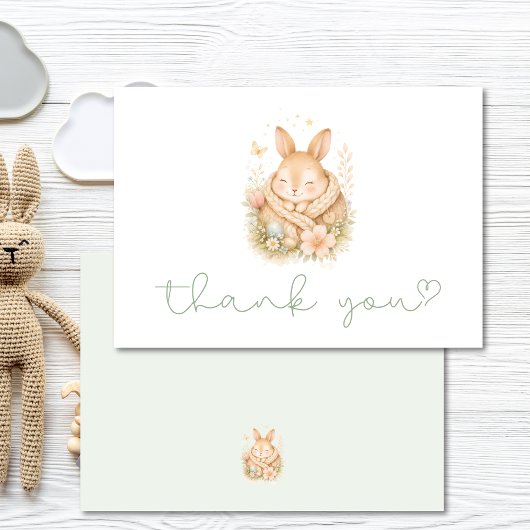 Cute Little Bunny Baby Shower Thank You サンキューカード