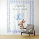 Cute Little Bunny Blue Baby Shower Photo Backdrop タペストリー (インサイチュ)
