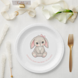 Cute Little Bunny Girl Baby Shower ペーパープレート
