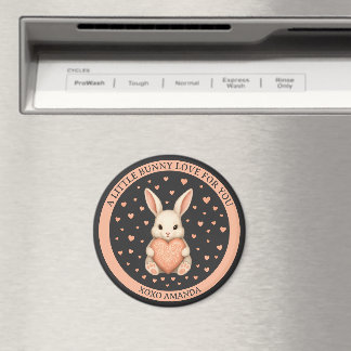 Cute Little Bunny Love with Heart on Dark Charcoal マグネット