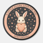 Cute Little Bunny Love with Heart on Dark Charcoal マグネット (正面)