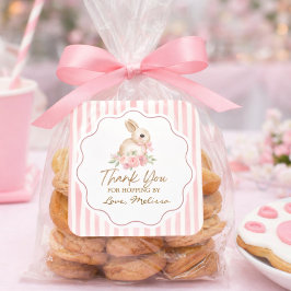 Cute Little Bunny Thank You For Hopping By スクエアシール