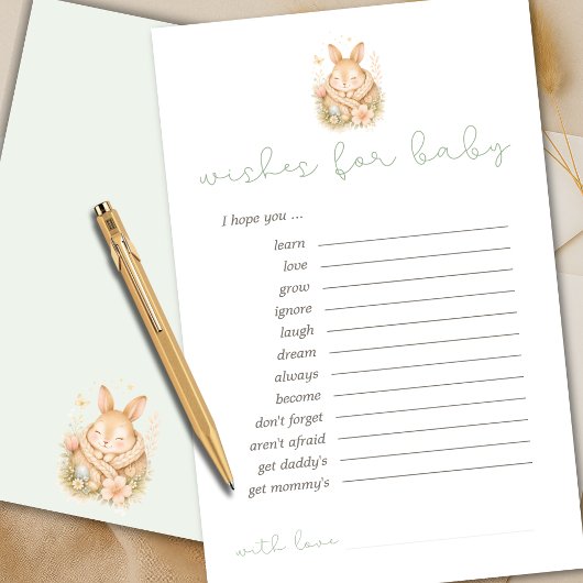 Cute Little Bunny Wishes For Babies Advice Card
