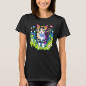 Cute Little Cat Animal and Flowers Tシャツ (正面)