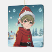 Cute Little Christmas Elf Personalized セラミックオーナメント (左)