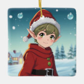 Cute Little Christmas Elf Personalized セラミックオーナメント (正面)