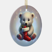 Cute Little Christmas Polar Bear セラミックオーナメント (右)