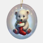 Cute Little Christmas Polar Bear セラミックオーナメント (左)