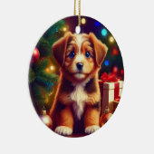 Cute Little Christmas Puppy セラミックオーナメント (右)