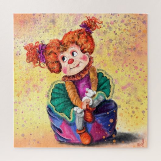 Cute Little Clown Girl - Happy Circus - Drawing ジグソーパズル (縦)
