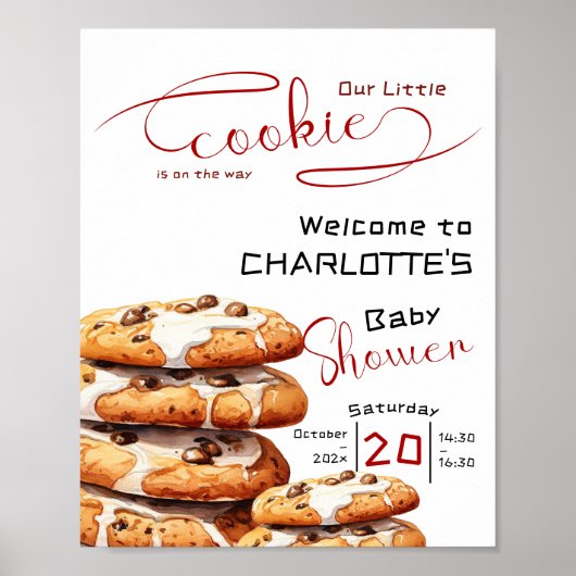Cute Little Cookie Baby Shower Welcome ポスター (正面)