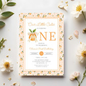 Cute Little Cutie Orange Citrus 1st Birthday 招待状
