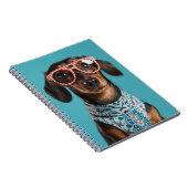 Cute Little Dachshund With Red Glasses ノートブック (右側)