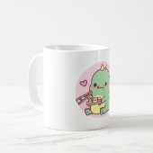 Cute Little Dino Loves Japanese Sushi コーヒーマグカップ (正面左)