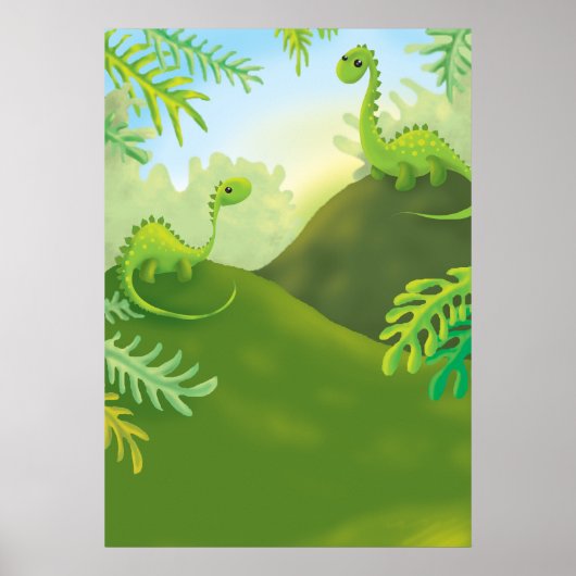 cute little dinosaur land scene ポスター (正面)