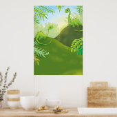 cute little dinosaur land scene ポスター (キッチン)