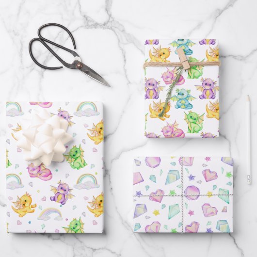 Cute Little Dragon - Wrapping Paper ラッピングペーパーシート (正面)