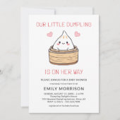 Cute Little Dumpling Her Way QR Code Baby Shower 招待状 (正面)