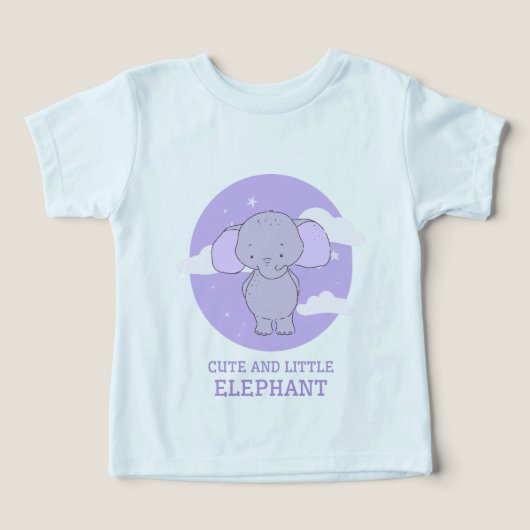 Cute Little Elephant Lavender Nursery Art Print (デザイン正面)