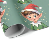 Cute little elf with Christmas hat ラッピングペーパー (ロールコーナー)
