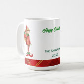 Cute Little Elves - Personalized Christmas コーヒーマグカップ (正面左)