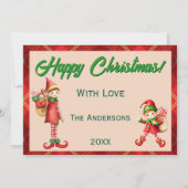 Cute Little Elves - Personalized Christmas  シーズンカード (正面)