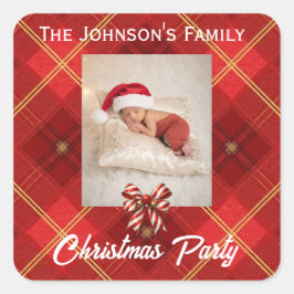 Cute Little Elves - Personalized Christmas スクエアシール