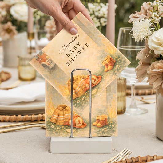 Cute Little Firefighter Baby Shower スタンダードカクテルナプキン