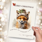 Cute Little Fox Christmas Greetings Card 招待状