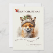 Cute Little Fox Christmas Greetings Card 招待状 (正面)