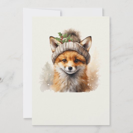 Cute Little Fox Christmas Greetings Card 招待状 (裏面)
