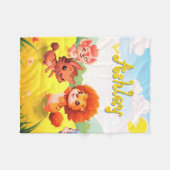 Cute Little Furry Animals on a Fleece Baby Blanket フリースブランケット (正面(横))