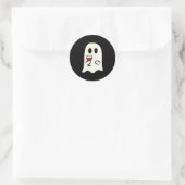 Cute Little Ghost Red Wine Gl Halloween ラウンドシール (バッグ)