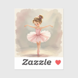 Cute Little Girl Ballerina in Pink Tutu シール