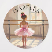 Cute Little Girl Ballerina in Pink Tutu ラベル (デザイン2)